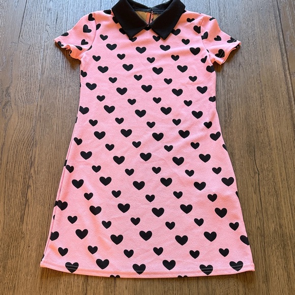 SHEIN Other - SHEIN Pink and Black Heart Kids Dress